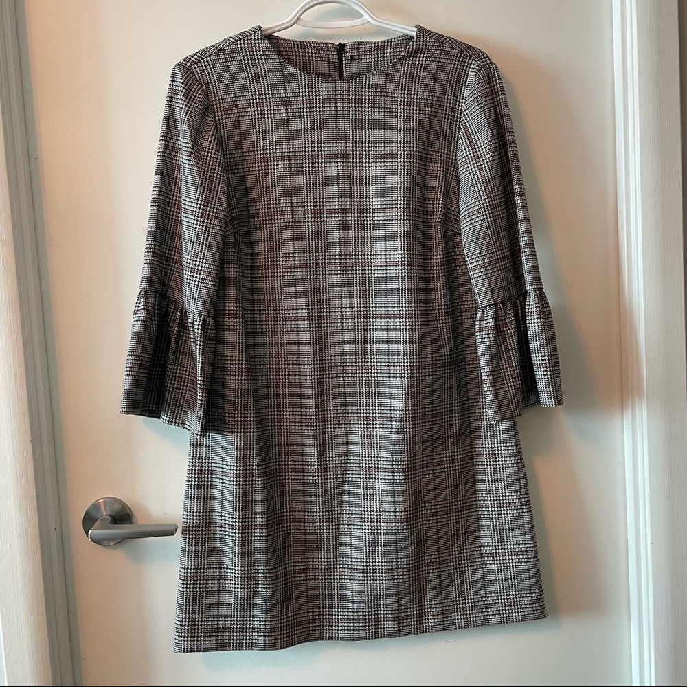 Flare Sleeve Plaid Dress